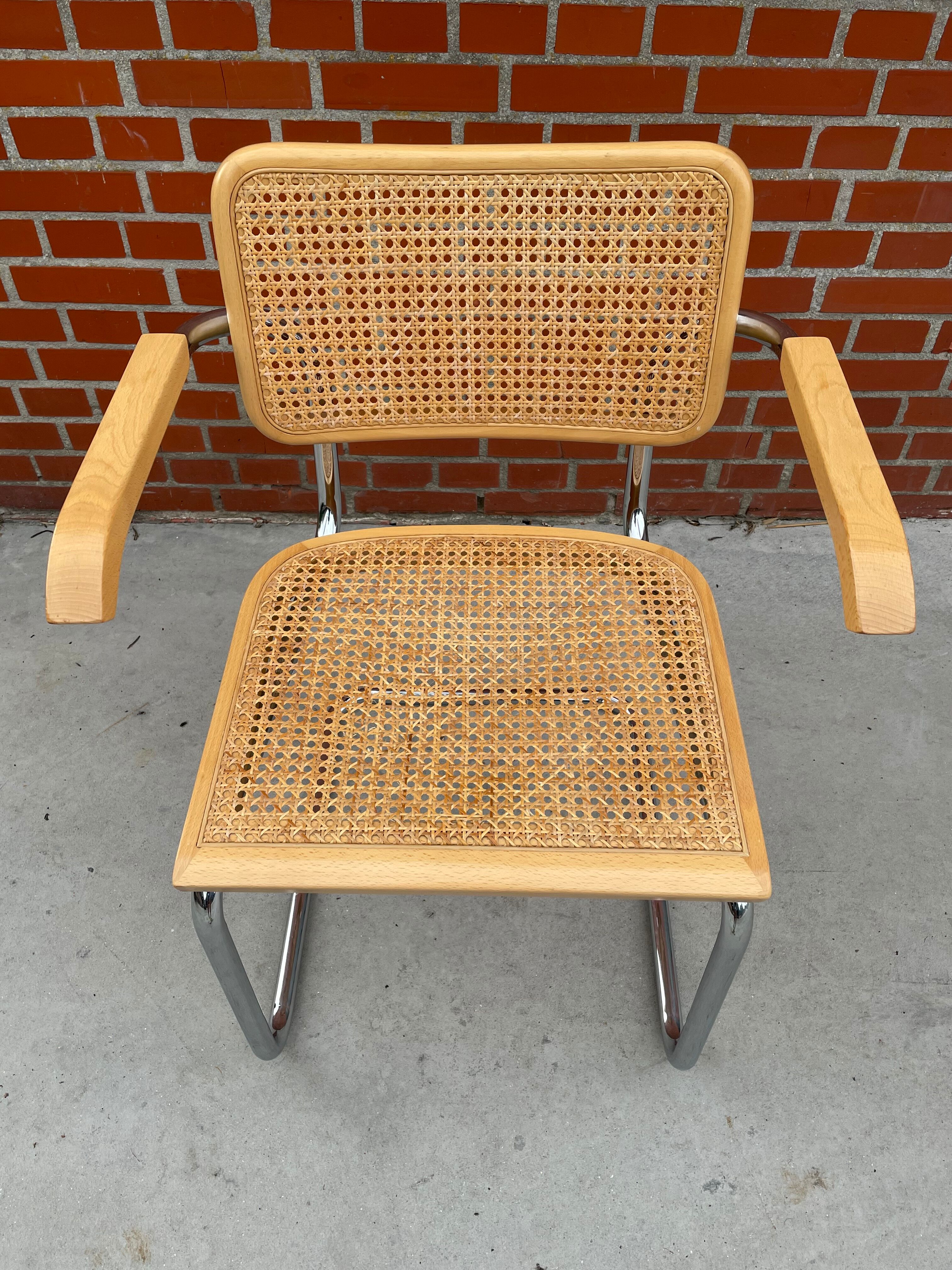 Chair Cesca model by Marcel Breuer with armrests B64