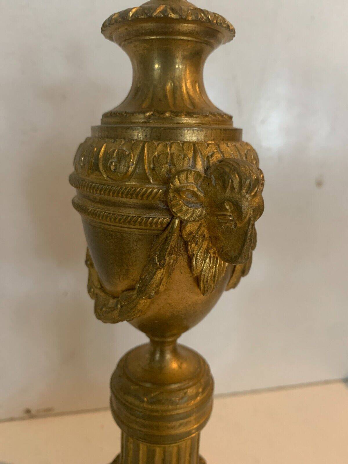 Pair of Louis XVI style candlesticks or covered vases in gilded bronze 20th century