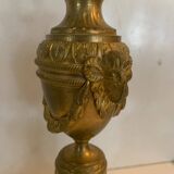 Pair of Louis XVI style candlesticks or covered vases in gilded bronze 20th century