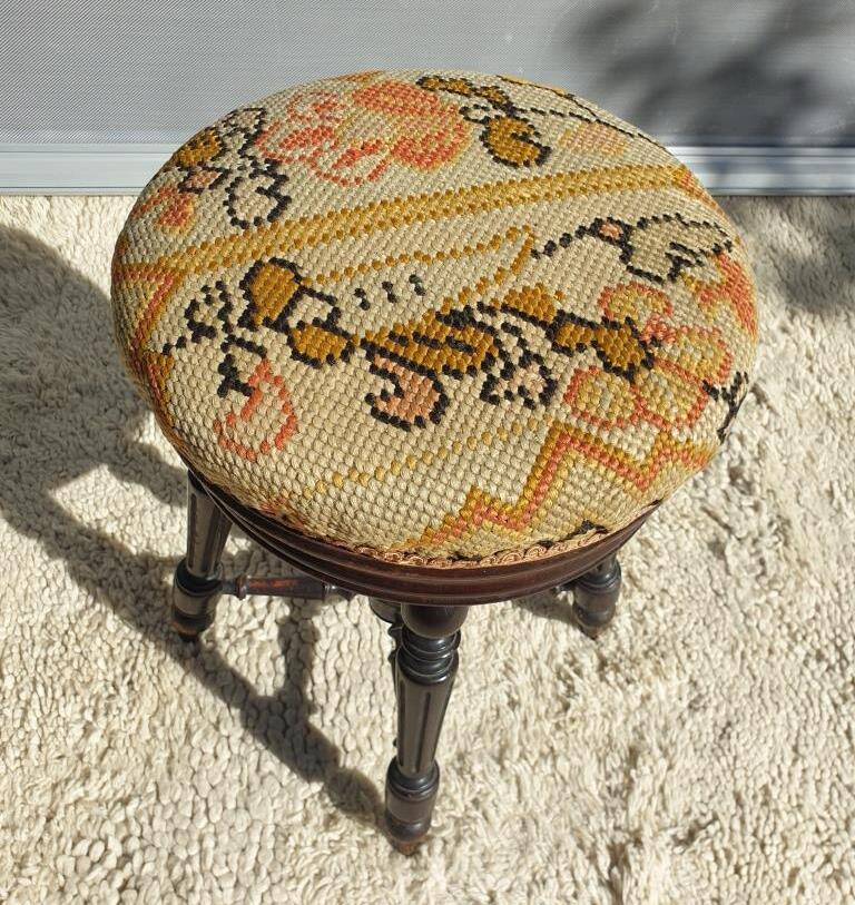 Napoleon III tapestry piano stool