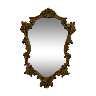 Miroir ancien style Louis XV Rocaille avec cadre sculpté