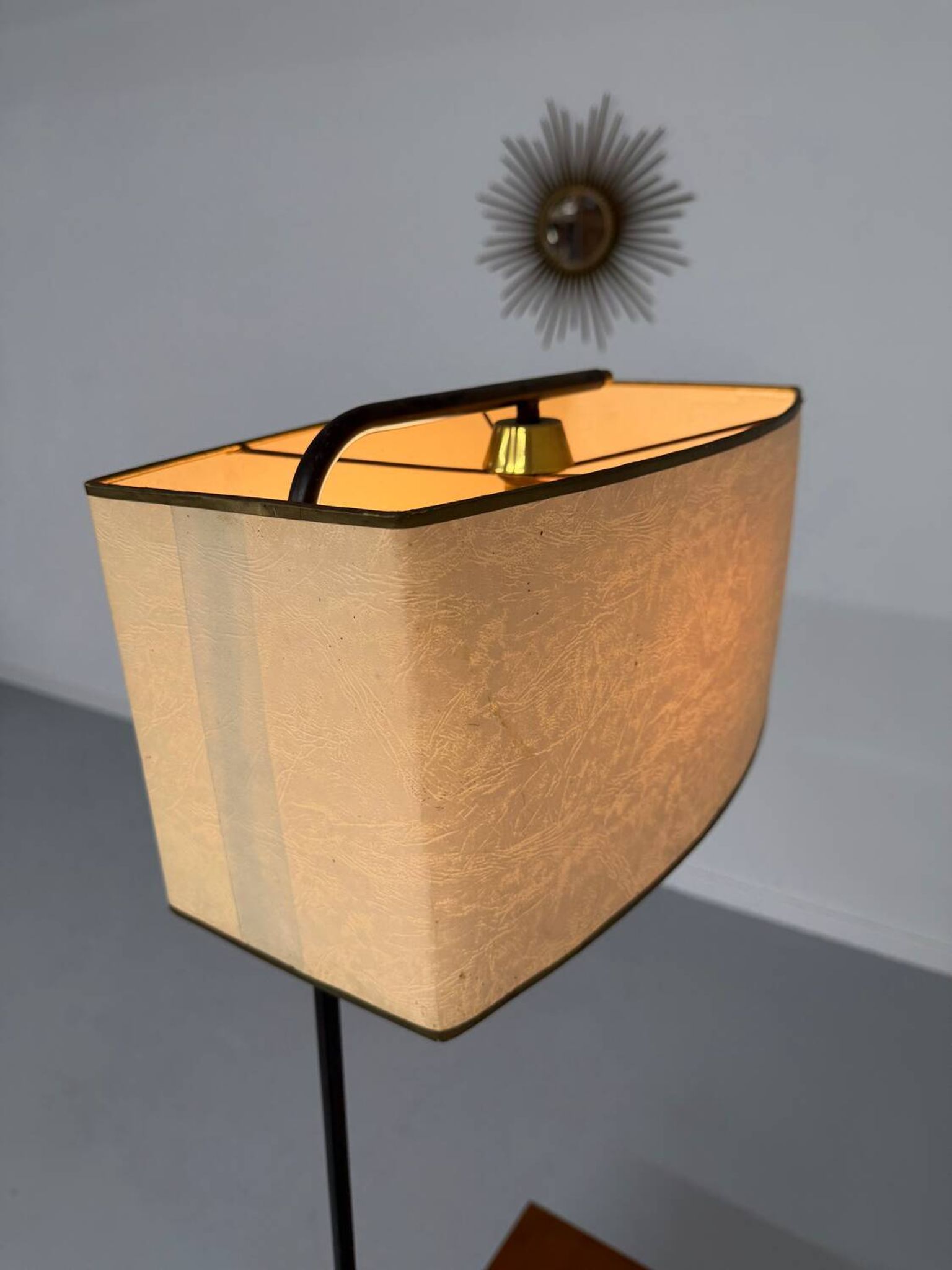 Vintage French design metal and brass floor lamp from the 1950s, Arlus
