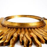 Mid Century Sunburst Kovex wall mirror made of wood and resin - gold plated