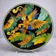 Large Vallauris dish in polychrome ceramic – parrot decoration – signed
