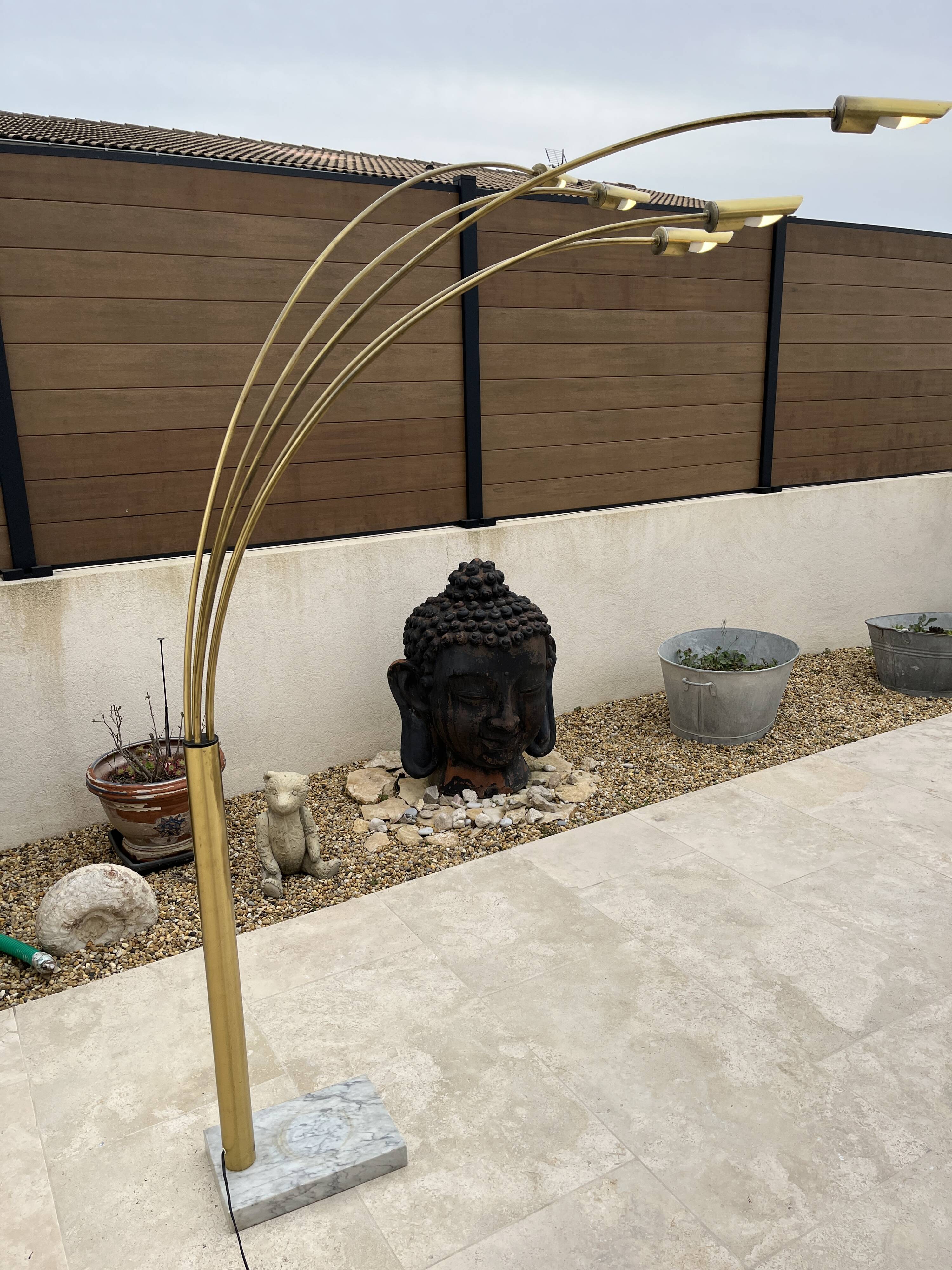 5-light gold floor lamp, 70s design