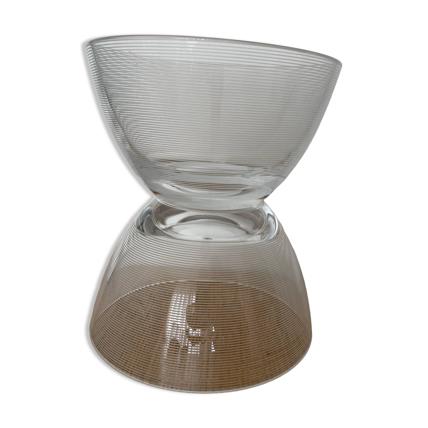 Pair of Large Salad Bowls in Modernist Crystal – Scandinavian Style / O