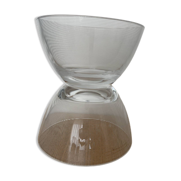 Pair of Large Salad Bowls in Modernist Crystal – Scandinavian Style / O