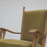 1970s, Scandinavian armchair, cotton/wool fabric, solid oak wood.