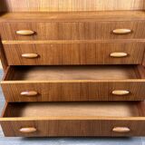 60s 70s teak secretary chest of drawers Danish Modern by Dyrlund Denmark