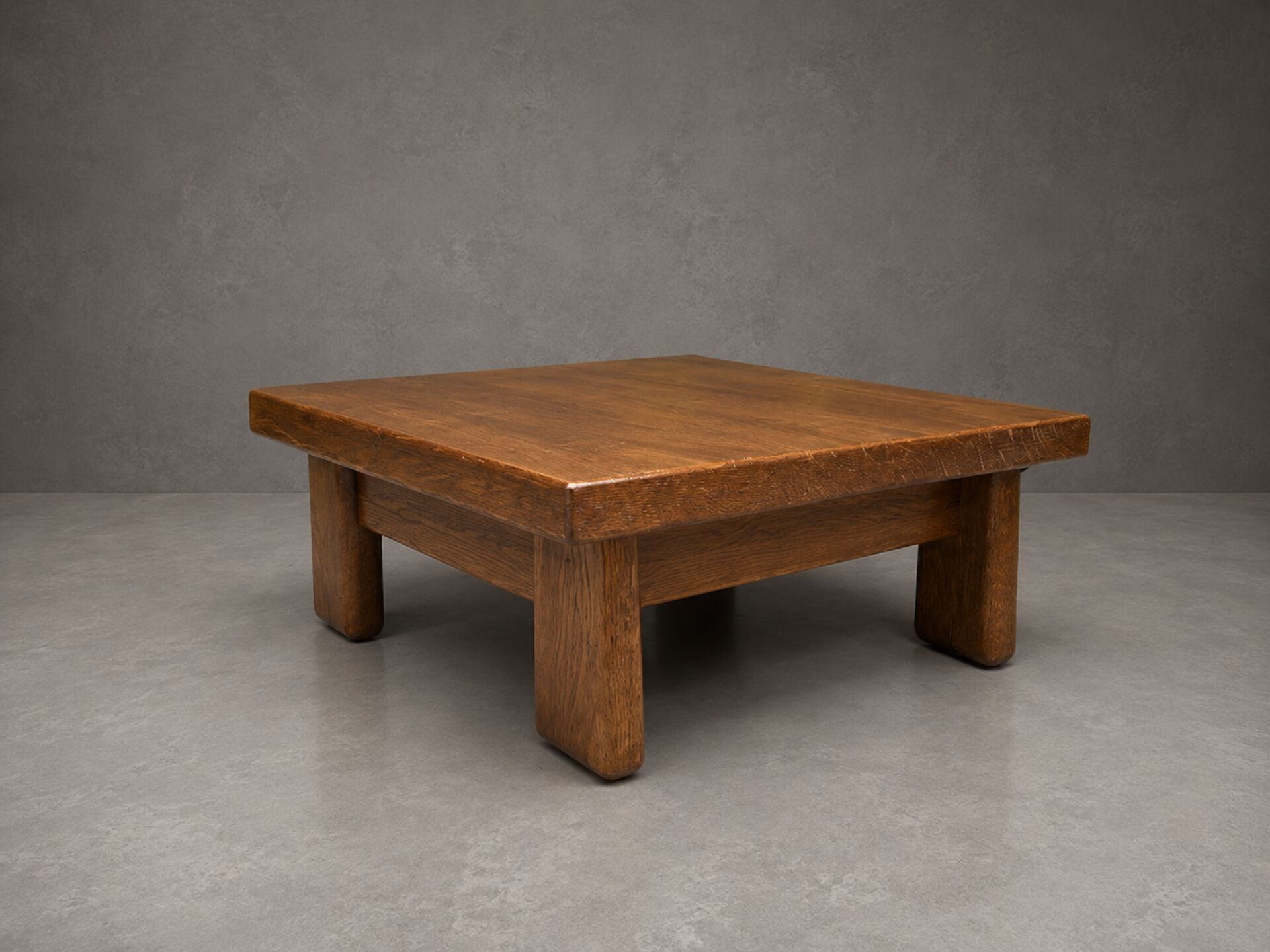 Brutalist coffee table / side table in oak – 1970s