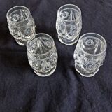 4 antique to digestive glasses in cut crystal and molded crystal decorated
