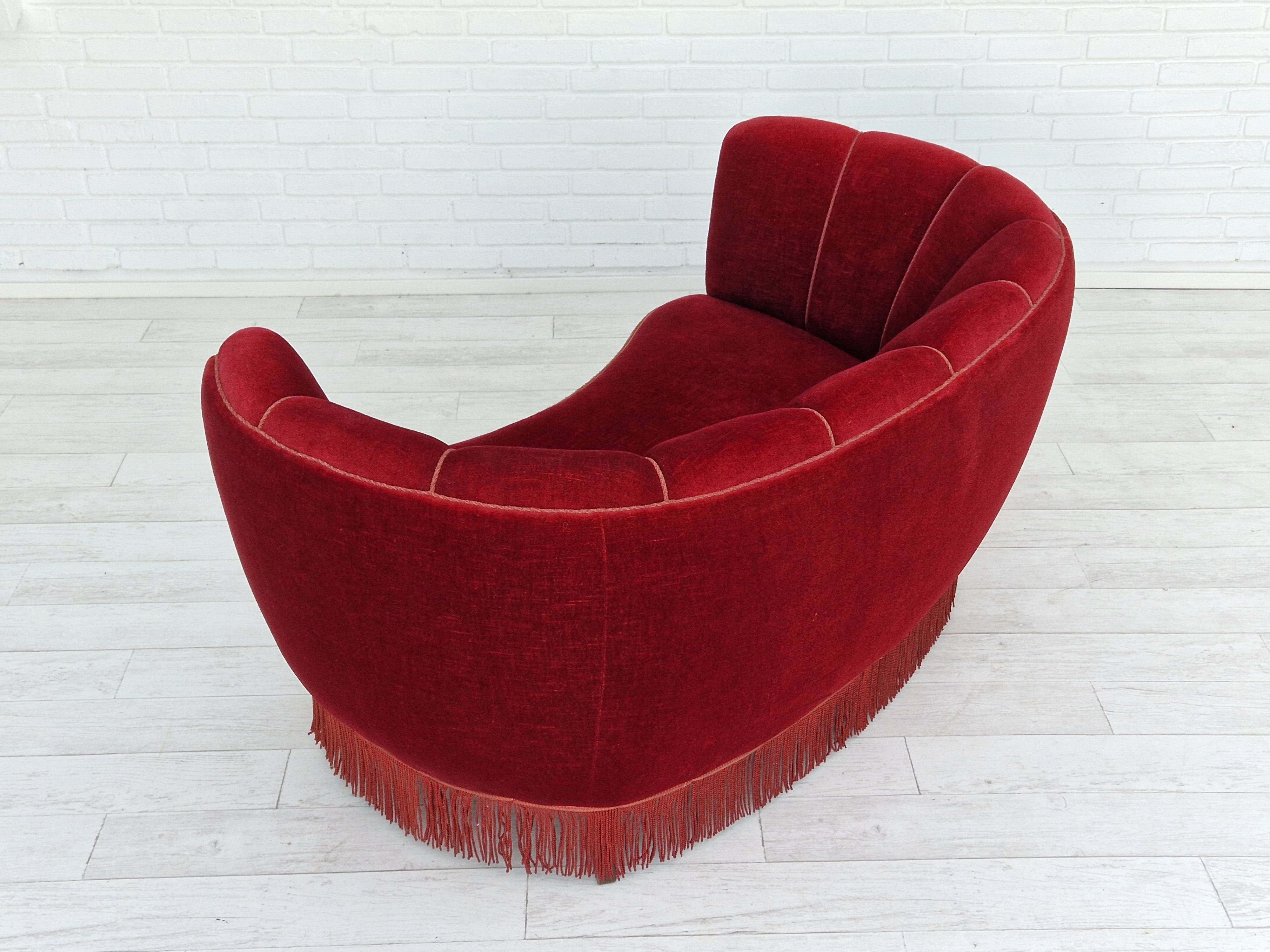 1960s danish vintage 2 seater "banana" sofa