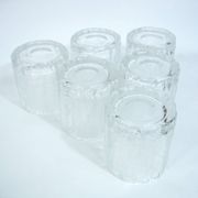 Molded glass whisky service - ice bark decoration - Frostfire Hoya Mikasa - vintage 1980s