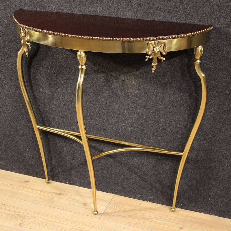 20th century Italian gilded brass console table