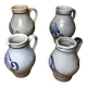Set of 4 blue ceramic pitchers 25 & 50cl vintage