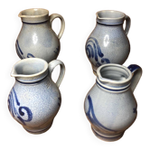 Lot de 4 pichets céramique bleu 25 & 50cl vintage