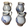 Set of 4 blue ceramic pitchers 25 & 50cl vintage