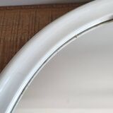 Old Oval Cast Iron Mirror - White - Vintage - 48 x 38.5 cm.