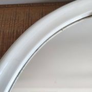 Ancien Miroir Ovale En Fonte - Blanc - Vintage - 48 x 38,5 cm.