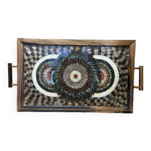 Plateau art déco, ailes de papillons,