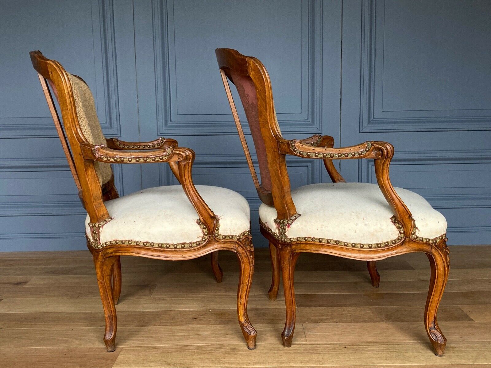 SUITE 4 ARMCHAIRS FRENCH PARIS LOUIS XV ERA STAMP FALCONET