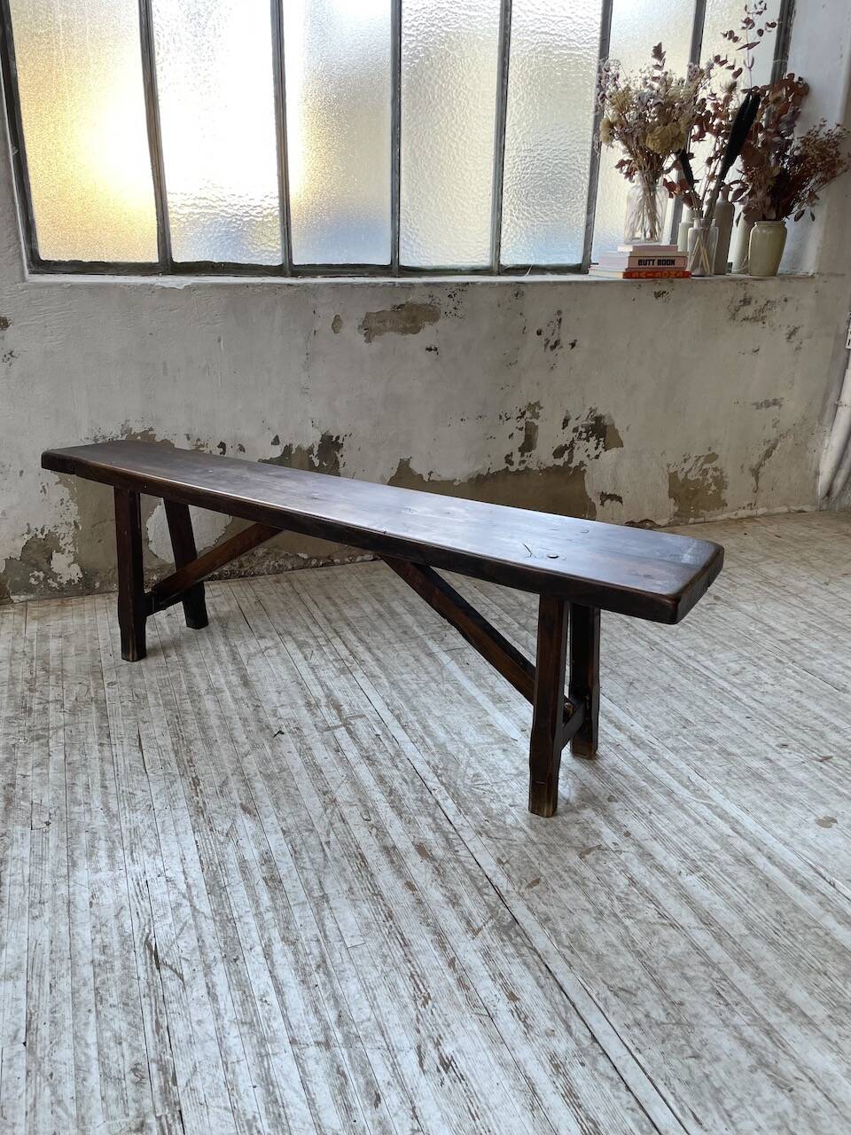 Solid oak bench