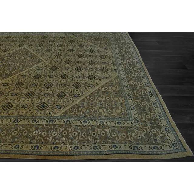 1970s Vintage Persian Handmade Wool Cotton Brown Area Rug 292x392
