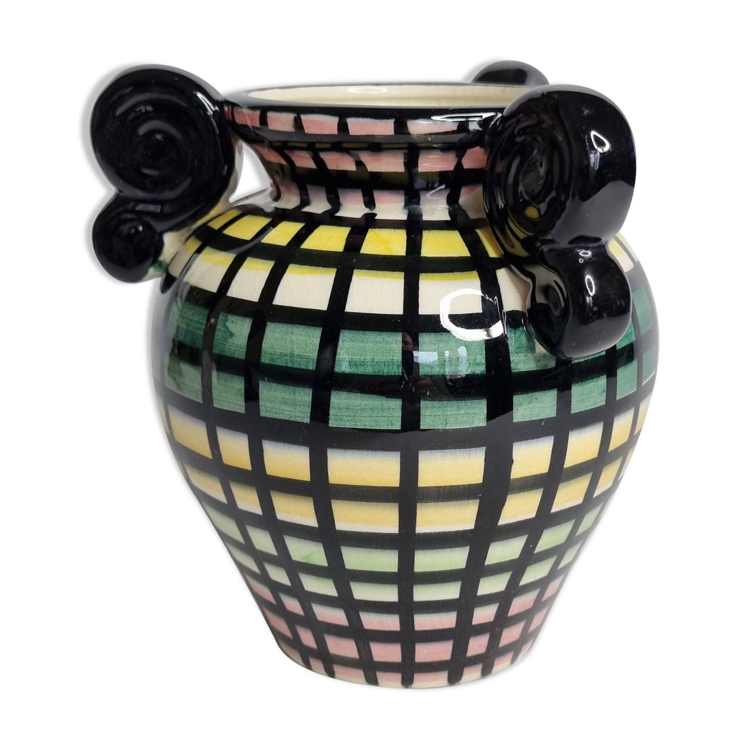 FASE's multi-coloured Art Deco-style "Vallauris" vase, 1950s, 17cm