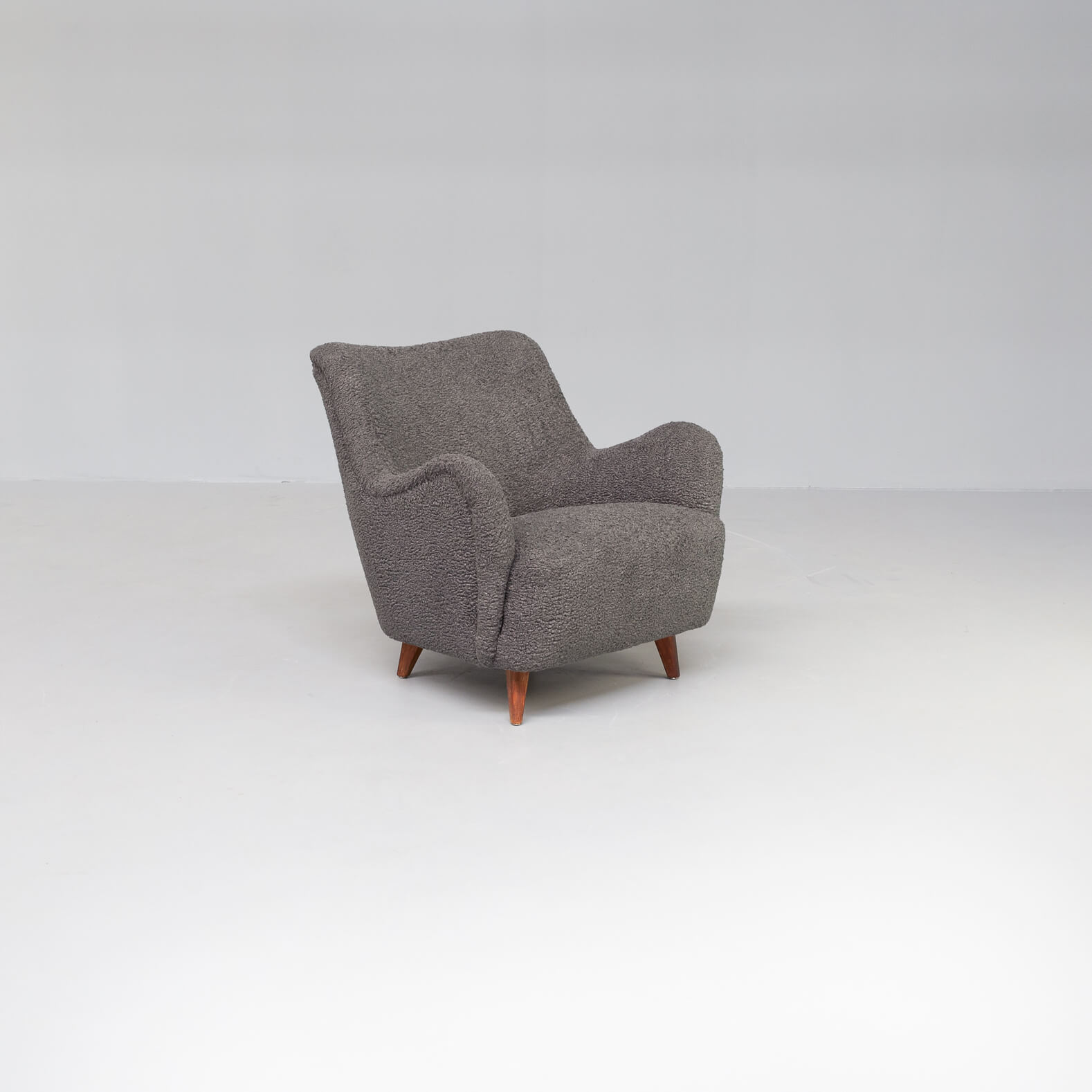 50s luxury sheepskin club fauteuil with new teddy fabric