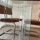 Design glass dining table & 4 vintage 70s/80s style chairs