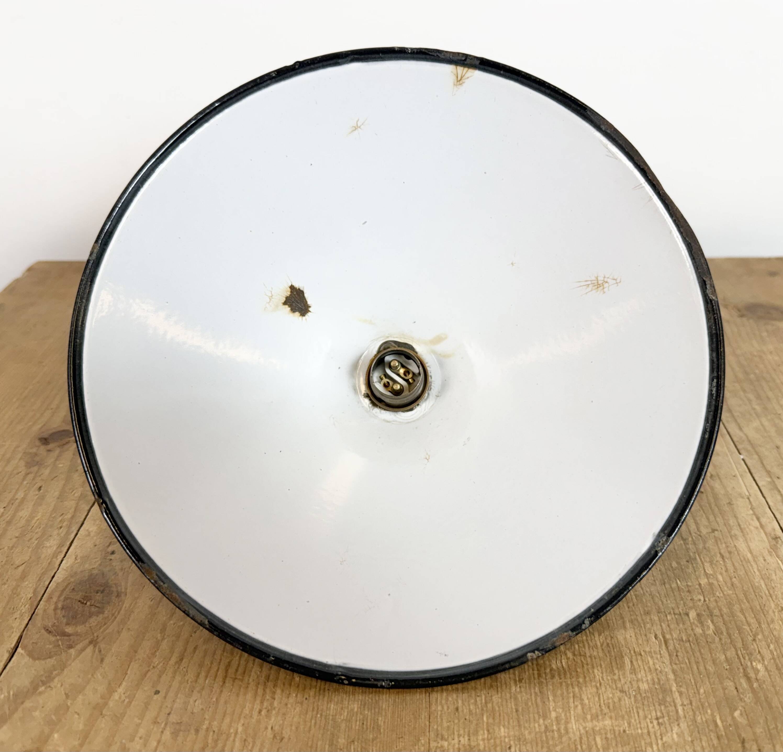 Suspension industrielle en émail bleu cobalt, années 1950