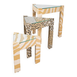 Set of nested tables upholstered, Pierre Frey, 1970s