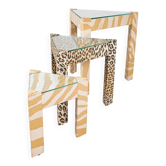 Set of nested tables upholstered, Pierre Frey, 1970s