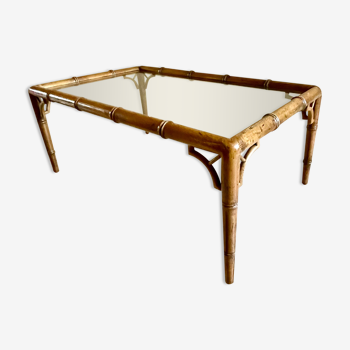 Table basse en verre et bambou