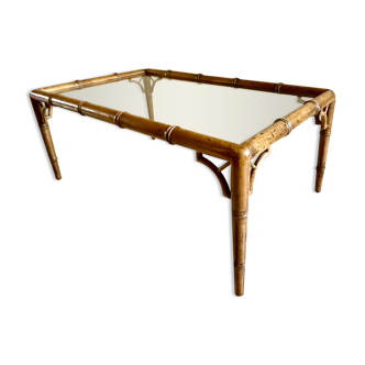 Glass and bamboo coffee table