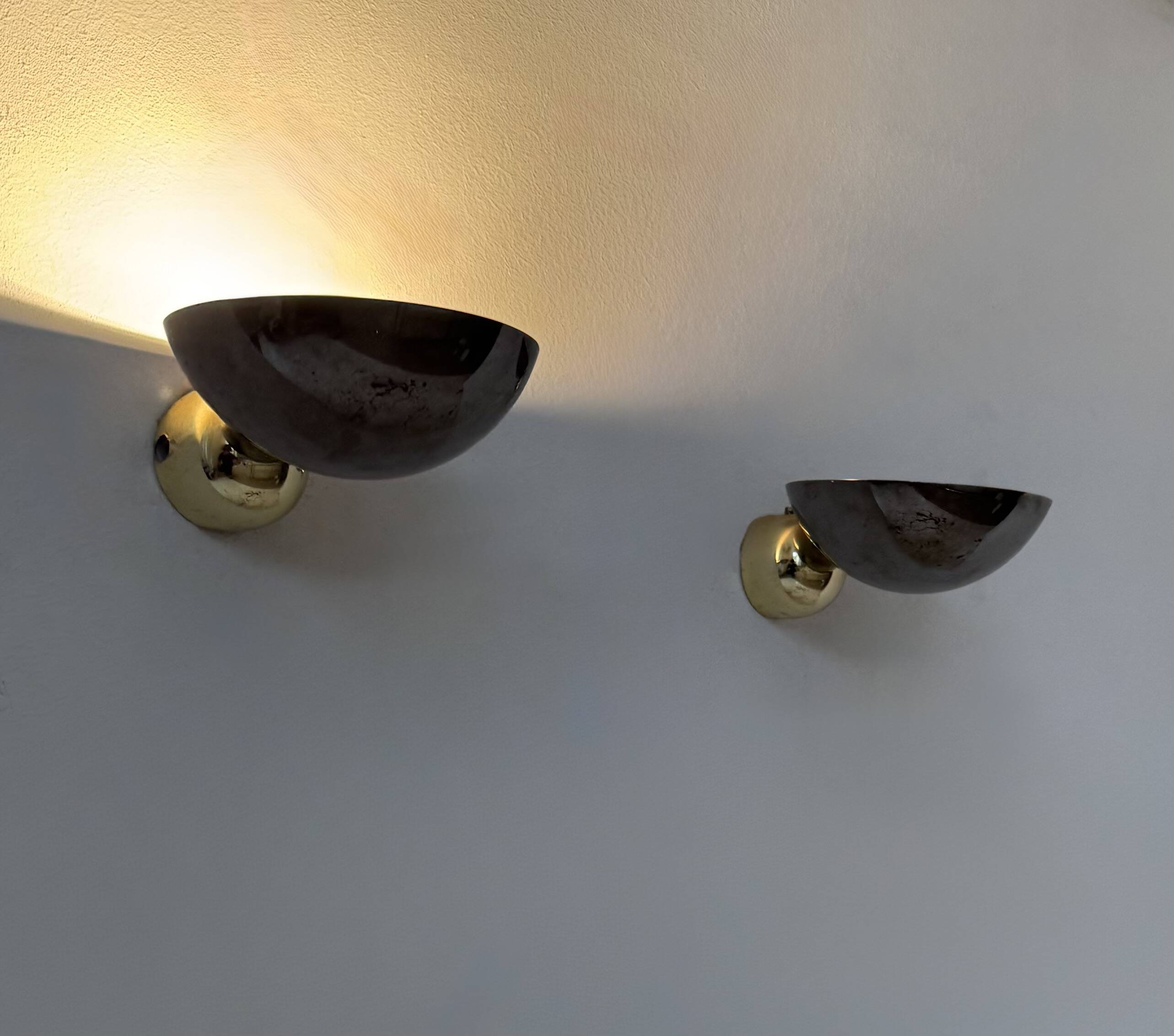 Pair of vintage wall lights, chrome and brass, Italy, 1980