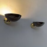 Pair of vintage wall lights, chrome and brass, Italy, 1980