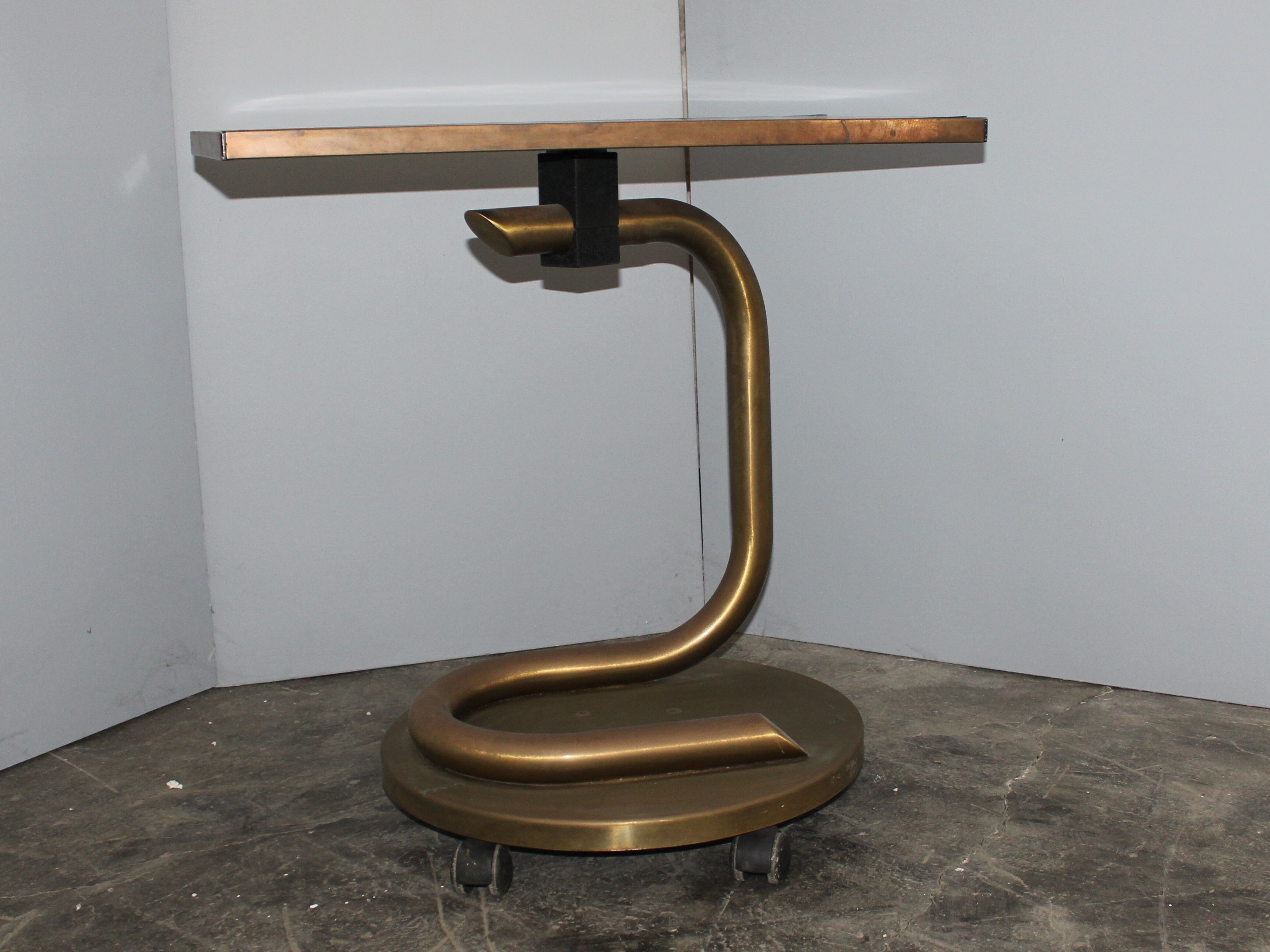 Italian brass and black laminated trolley