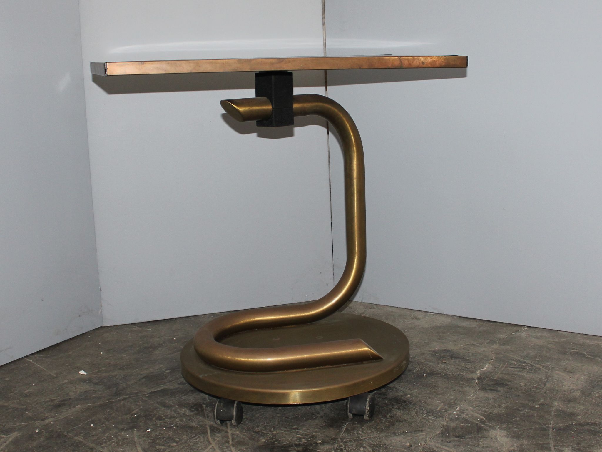 Italian brass and black laminated trolley