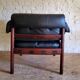 Armchair with vintage ottoman in black leather by Sven Ellekaer for Coja, 1970