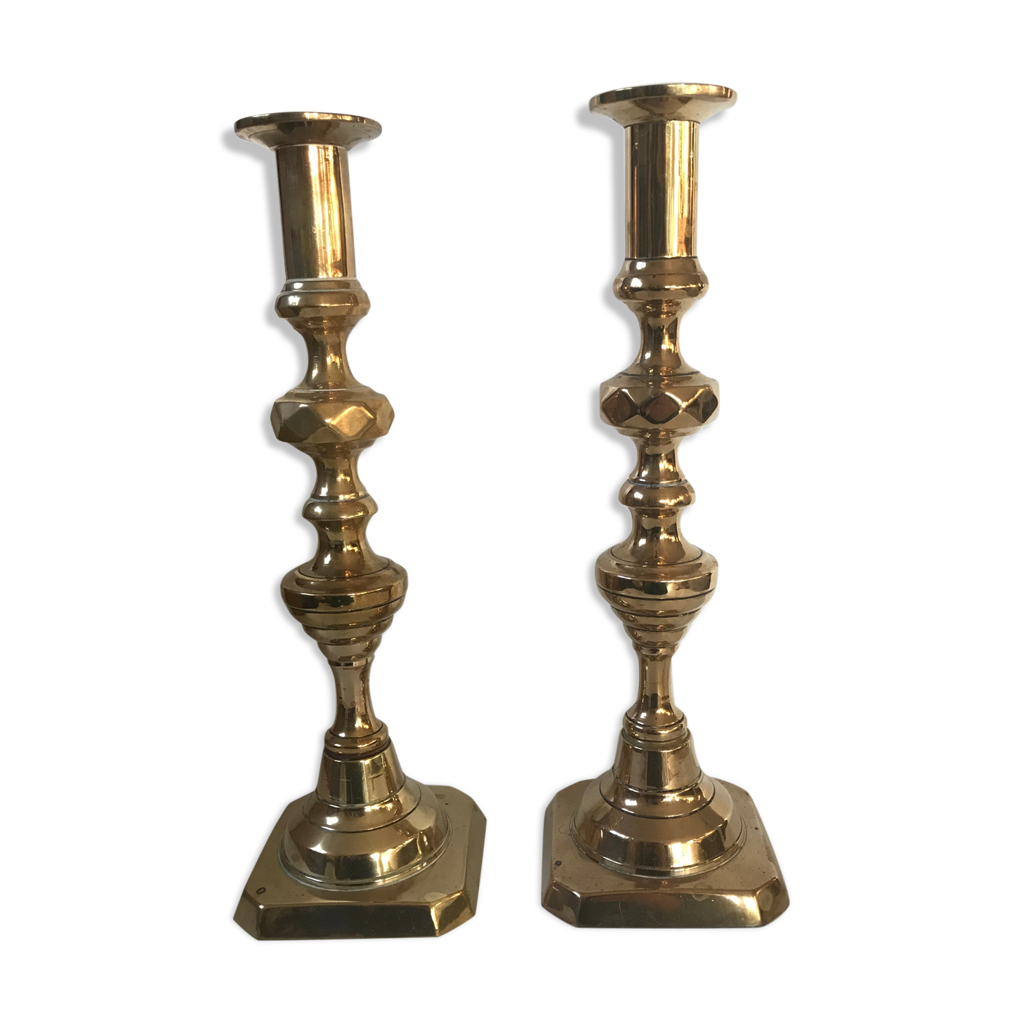 Pair of Victorian candle holders in gilded bronze