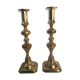 Pair of Victorian candle holders in gilded bronze