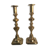 Pair of Victorian candle holders in gilded bronze