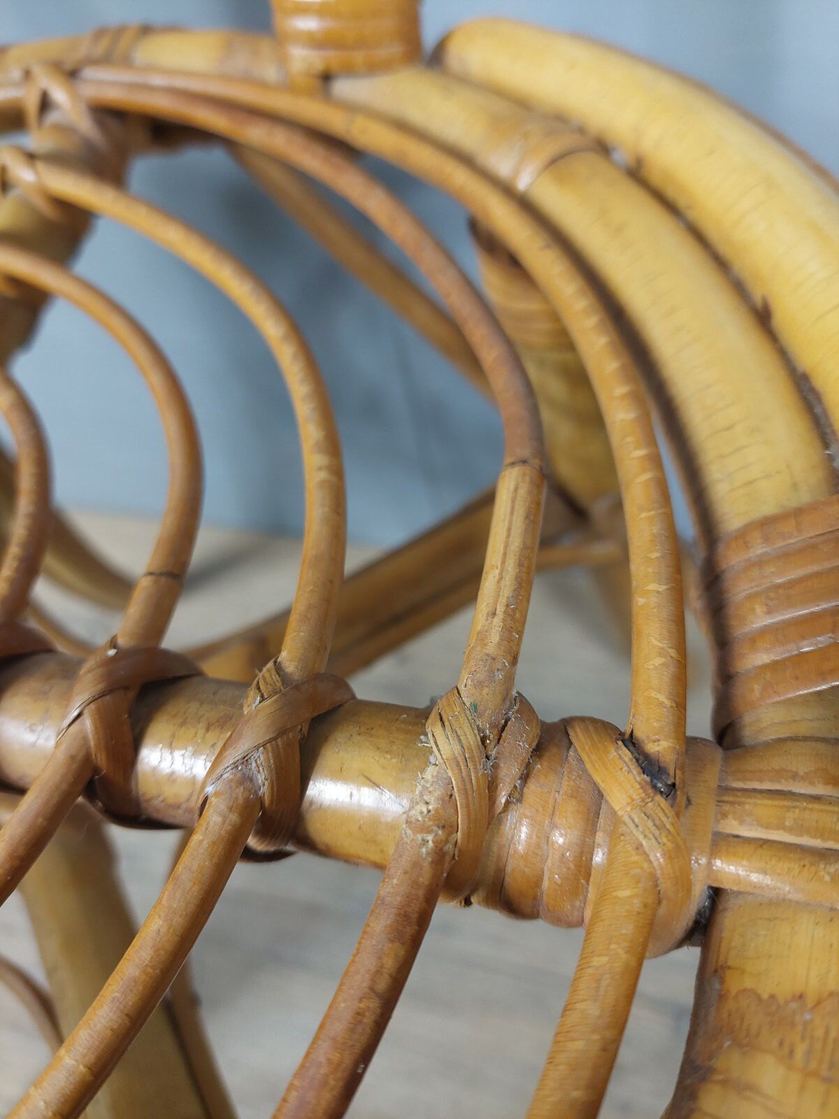 Vintage bamboo and rattan armchair