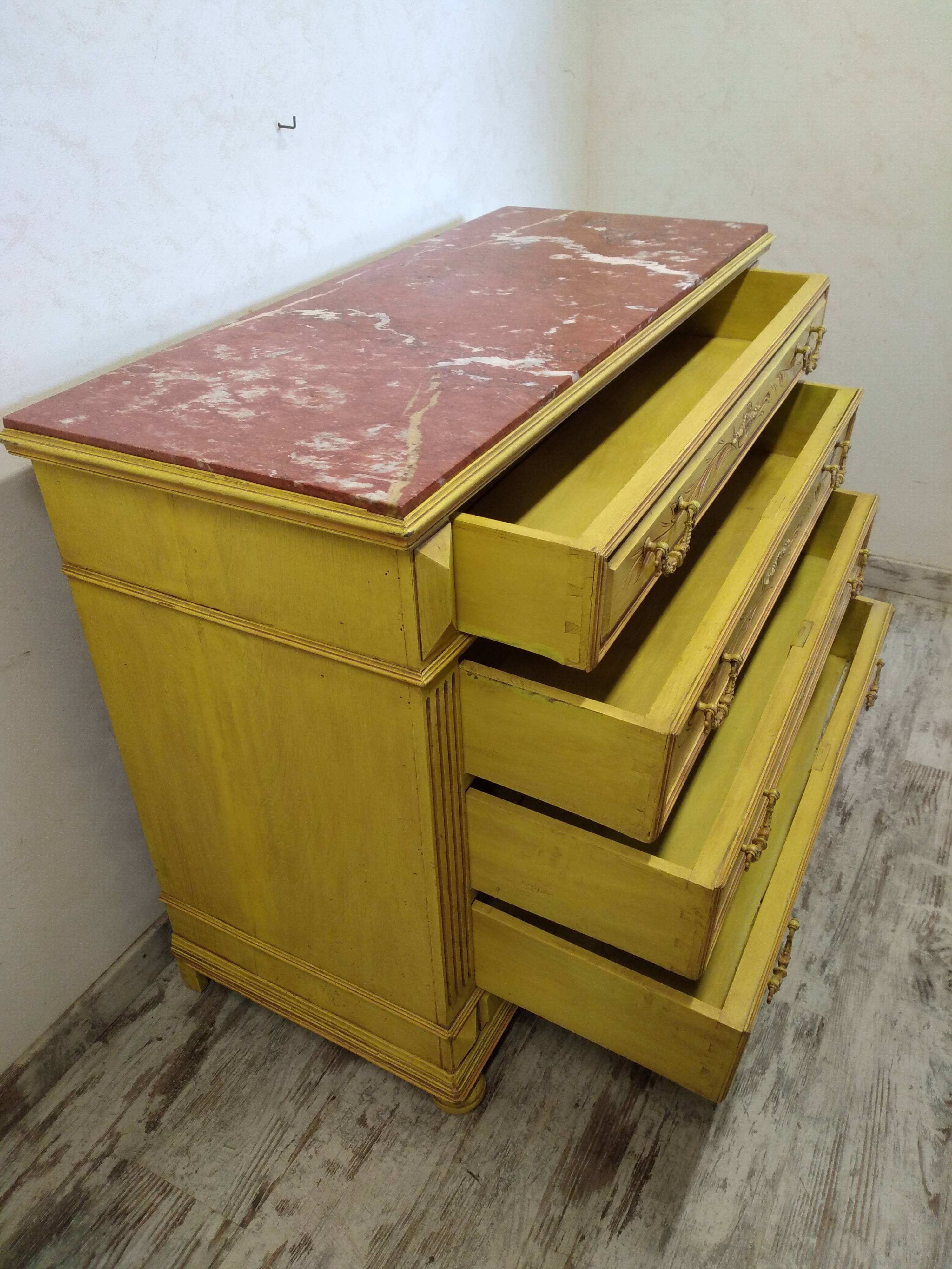 Antique chest of drawers with marble