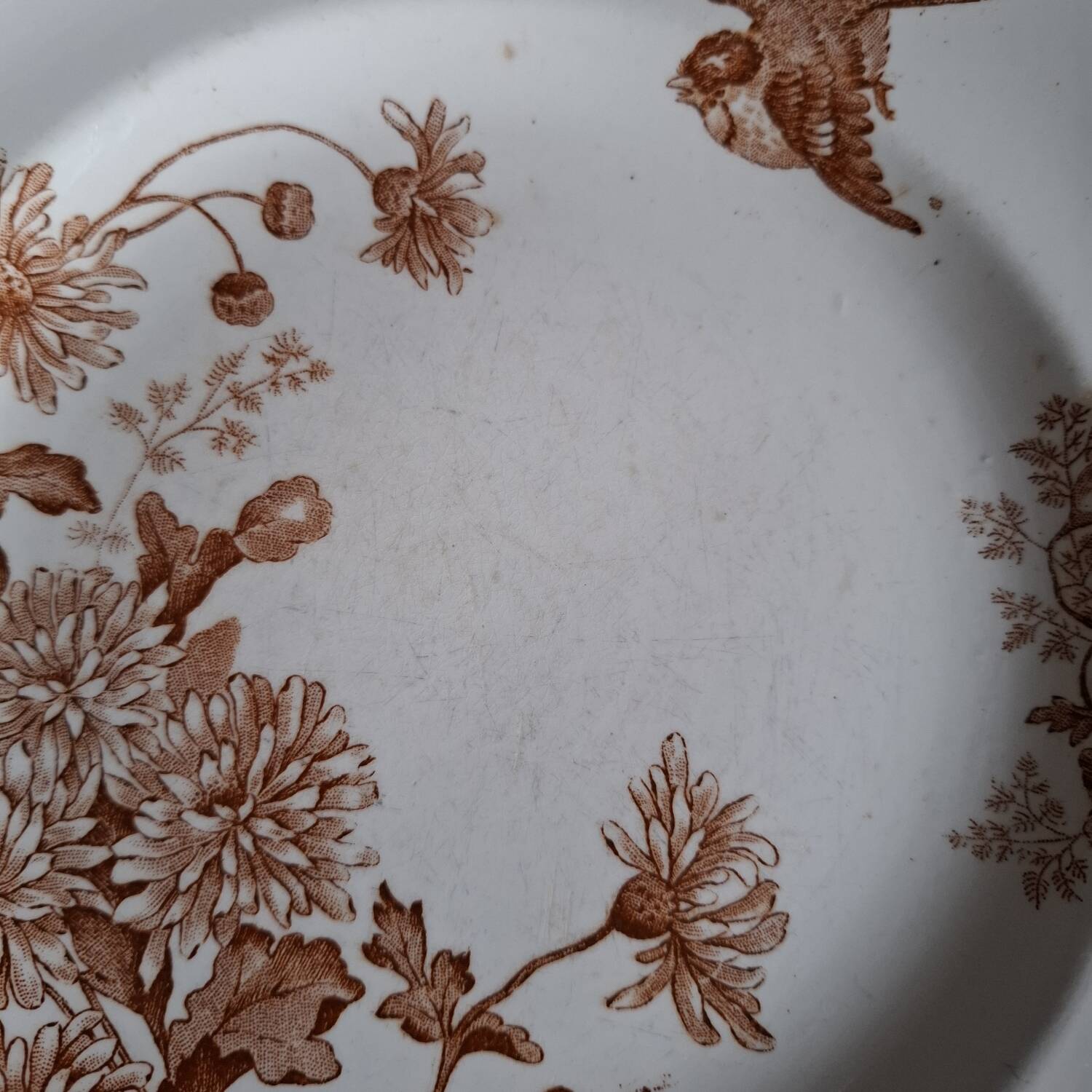 Antique iron earthenware plates accompanied by dishes