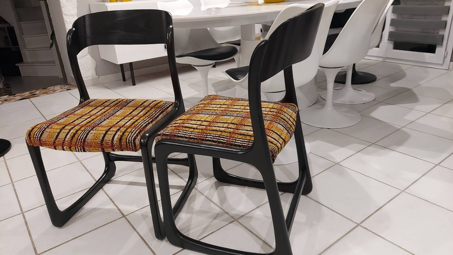 Pair of Baumann Sleigh model chairs, 1970