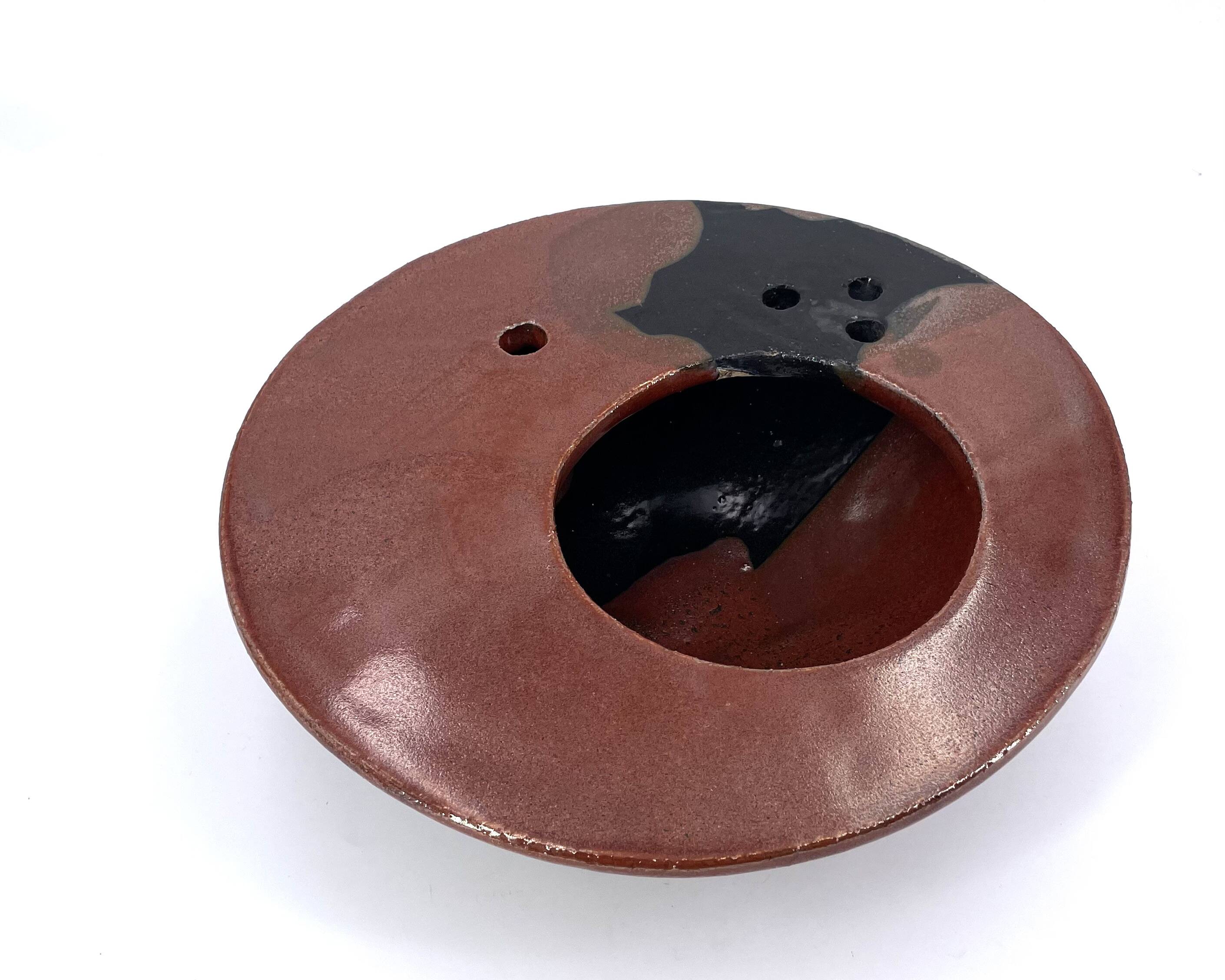 Grand vase pique fleurs en céramique signée, années 70