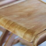 4 vintage canteen chairs in beech, 1980.