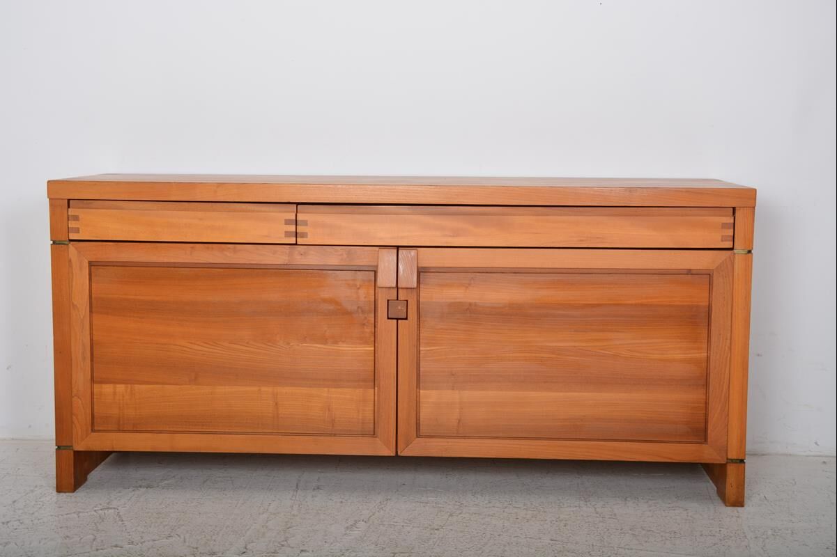 Vintage solid elm sideboard by Pierre Chapo, model R08